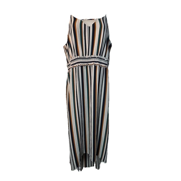 Maurices Multicolor Stripes Maxi Dress Hi-Lo Hem Spaghetti Staps Lined Large - Picture 1 of 16